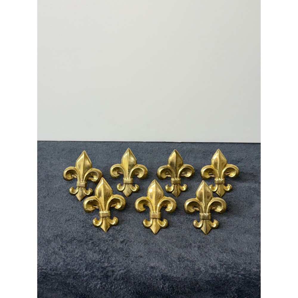 Vintage Brass Fleur de Lis Napkin Rings Set of 7 French Table Decor